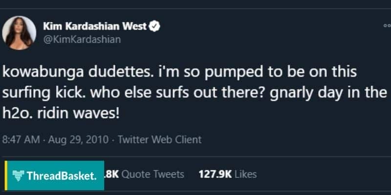 Screenso of Kim Kardashian's Kowabunga Dudettes Tweet